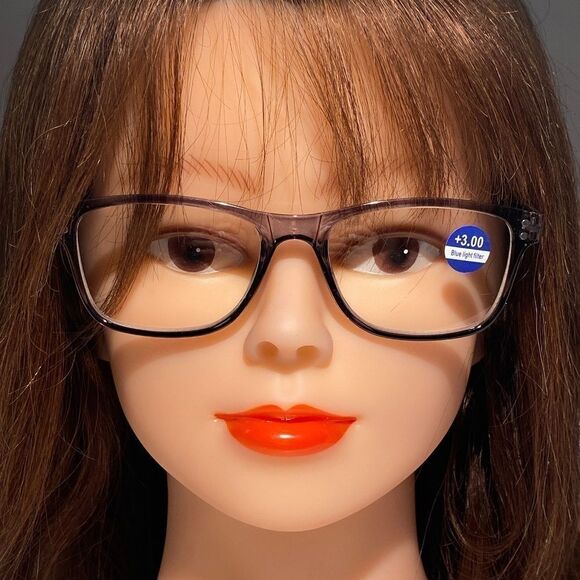 1445 Helen Reading Glasses 3.0 Readers Bluelight Filter Gray Frame NWT - Picture 1 of 9